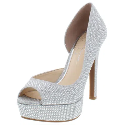 Jessica Simpson Martella2 Womens Metallic Evening D'orsay Heels In Silver