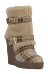 Jessica Simpson Meztyn Faux Shearling Wedge Boot In Brown