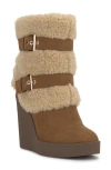 Jessica Simpson Meztyn Faux Shearling Wedge Boot In Brown