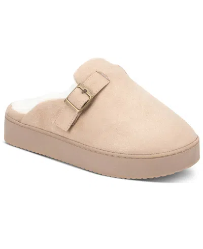 Jessica Simpson Microsuede Platform Clog Slippers In Brown
