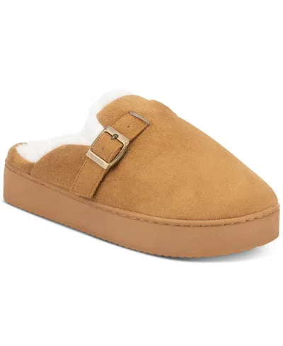 Jessica Simpson Microsuede Platform Clog Slippers In Brown
