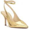 Jessica Simpson Miriale Ankle Strap Pointed Toe Pump In Gold