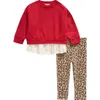 Jessica Simpson Mixed Media Sweatshirt & Leggings Set In Red