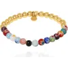 Jessica Simpson Multicolor Beaded Stretch Bracelet With Gold Accents In Multi