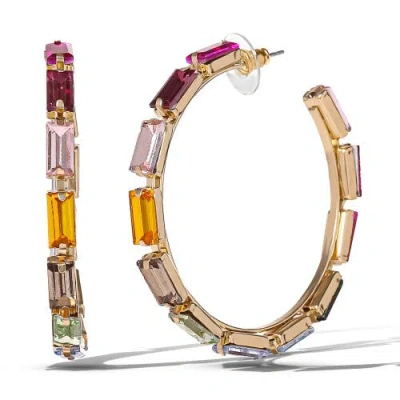 Jessica Simpson Multicolor Gemstone Hoop Earrings In Gold