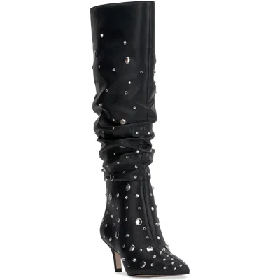 Jessica Simpson Naevy 2 Wc Womens Wide Calf Faux Leather Knee-high Boots In Black Stud