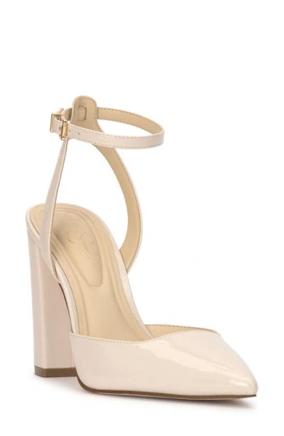 Jessica Simpson Nazela Pointed Toe Ankle Strap Pump In Chalk
