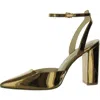 Jessica Simpson Nazela Womens Patent Pointed Toe Block Heels In Gold