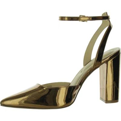 Jessica Simpson Nazela Womens Patent Pointed Toe Block Heels In Gold