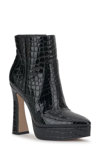Jessica Simpson Nerix Croc Embossed Platform Bootie In Black