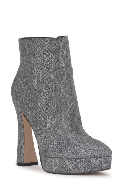 Jessica Simpson Nerix Croc Embossed Platform Bootie In Pewter