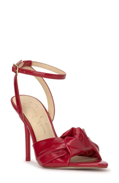 Jessica Simpson Neveny Ankle Strap Pointed Toe Sandal In Red Muse