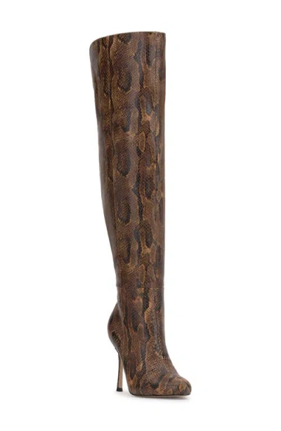 Jessica Simpson Nicolosi Over The Knee Boot In Dark Tan Snake Multi