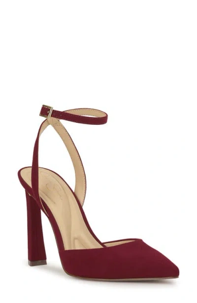 Jessica Simpson Ocanna Ankle Strap Pointed Toe Pump In Red