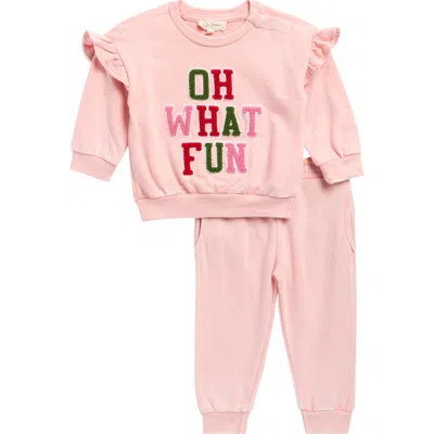 Jessica Simpson Babies'  Oh What Fun French Terry Top & Joggers Set In Red