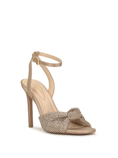 JESSICA SIMPSON OHELA SANDAL WOMEN CHAMPAGNE KNOTTED VAMP ANKLE STRAP GAL1878