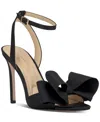 Jessica Simpson Olivine Bow High-heel Stiletto Dress Sandals In Black Satin