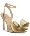 Jessica Simpson Olivine Bow High-heel Stiletto Dress Sandals In Gold Soft Metallic