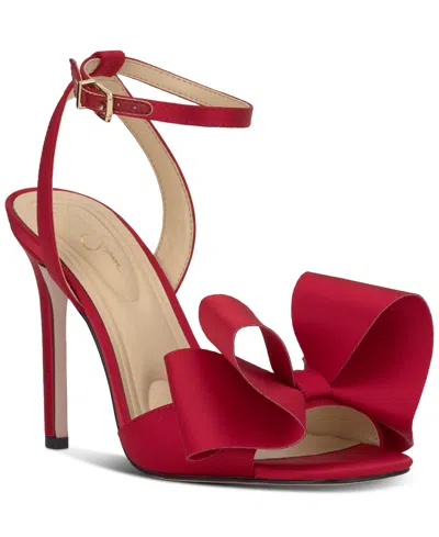 Jessica Simpson Olivine Bow High-heel Stiletto Dress Sandals In Red Muse Satin