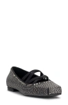 Jessica Simpson Otessa Mary Jane Flat In Black,silver Rhinstone