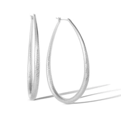 Jessica Simpson Oval Textured Large Hoop Earrings In Silver