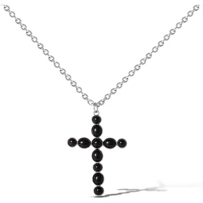 Jessica Simpson Ox Silver Black Cross Necklace