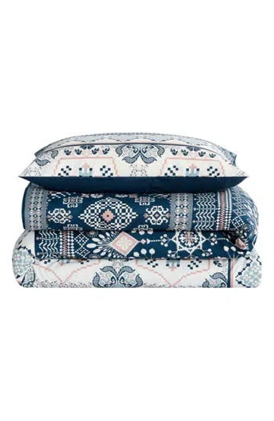 Jessica Simpson Paisley Print Comforter Set In Navy/ivory/green