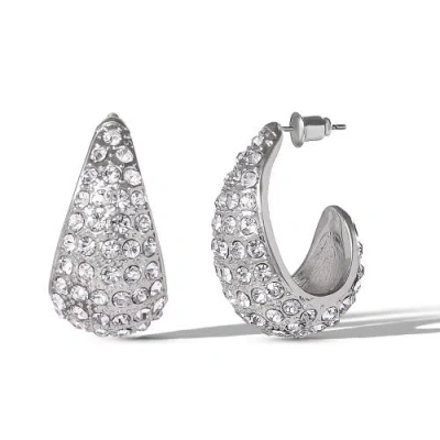 Jessica Simpson Pave Teardrop Clip-on Earrings In Silver
