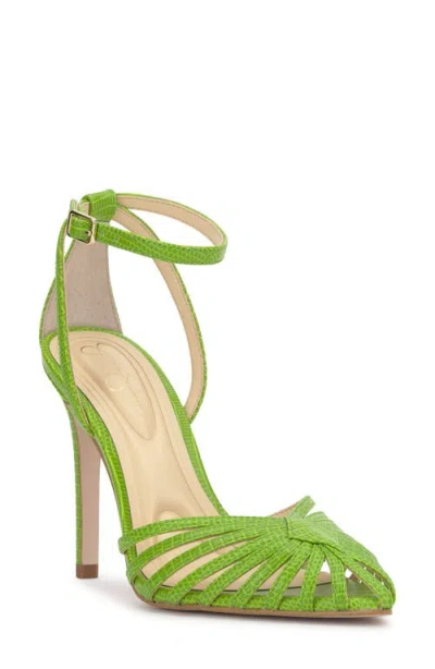 Jessica Simpson Paveri Ankle Strap Pointed Toe Pump In Lizard Green Lizard Patent