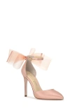 Jessica Simpson Phindies Ankle Strap Pointed Toe Pump In Blush Satin
