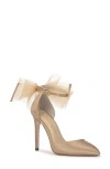 Jessica Simpson Phindies Ankle Strap Pointed Toe Pump In Champagne Satin