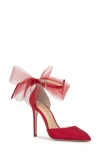 Jessica Simpson Phindies Ankle Strap Pointed Toe Pump In Red Muse Satin