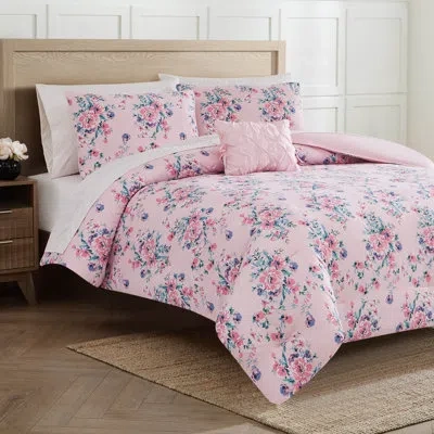 Jessica Simpson Phoebe Ballerina Reversible Bed-in-a-bag Comforter Set In Pink