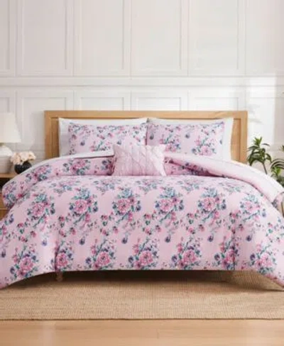 Jessica Simpson Phoebe Reversible Comforter Sets In Pink