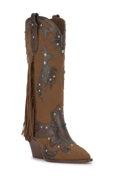 Jessica Simpson Piarin Pointed Toe Western Boot In Brown