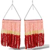 Jessica Simpson Pink And Red Ombre Beaded Fringe Earrings In Pink