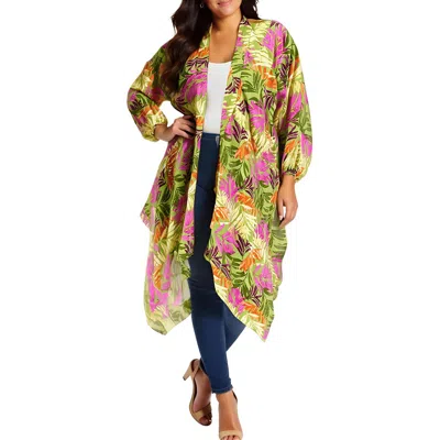 Jessica Simpson Plus Agnette Womens Hi-low Floral Kimono