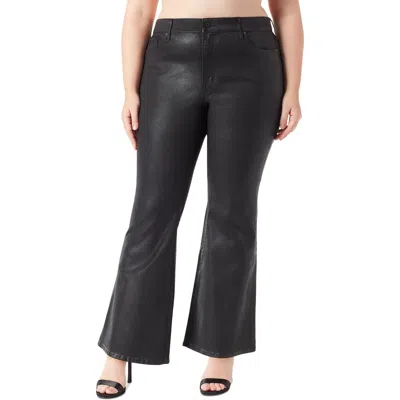 Jessica Simpson Plus Charmed Flare Womens Coated Denim Flared Jeans In Black