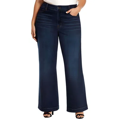 Jessica Simpson Plus True Love Womens Pocket Denim Wide Leg Jeans