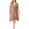 Jessica Simpson Plus Varsha Womens Striped Knit Wrap Dress In Multi