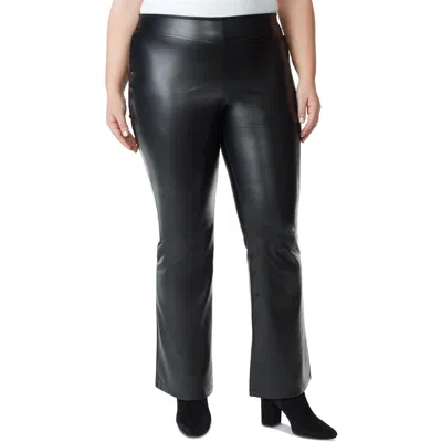 Jessica Simpson Plus Womens Coated Faux Leather Flared Pants In Black
