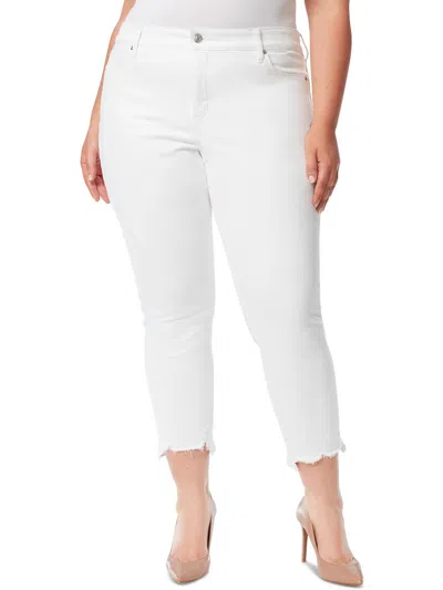 Jessica Simpson Plus Womens High Rise Slim Straight Leg Jeans In White