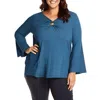 Jessica Simpson Plus Womens O-ring Ribbed Tunic Top