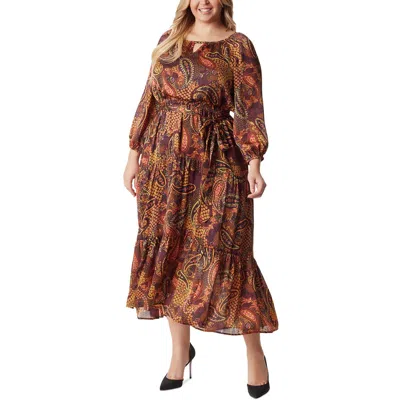 Jessica Simpson Plus Womens Paisley Polyester Maxi Dress In Multi
