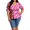 Jessica Simpson Plus Womens Printed Knit Button-down Top