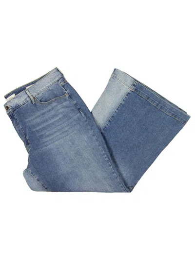 Jessica Simpson Plus Womens Two Tone High Rise Wide Leg Jeans In Blue