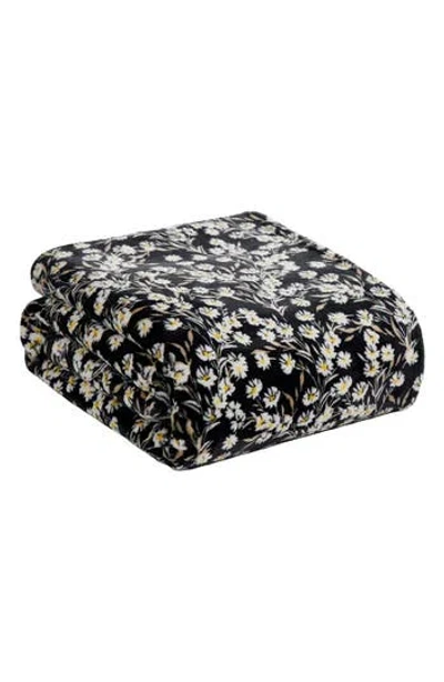 Jessica Simpson Plush Fleece Throw Blanket In Black