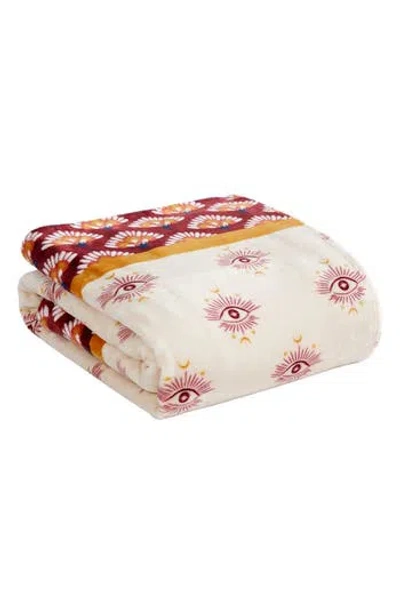 Jessica Simpson Plush Fleece Throw Blanket In Burgundy Red
