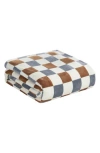 Jessica Simpson Plush Fleece Throw Blanket In Rust/grey