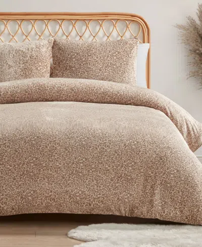 Jessica Simpson Plush Leopard 2-pc. Duvet Cover Set, Twin/twin Xl In Blush Pink